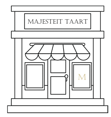 Majesteit-Taart-winkelzwartwit-tekening